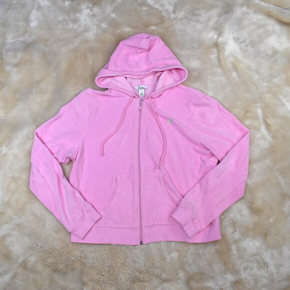 Lilly Pulitzer Terry Cloth Pink Lounge Track Set Full Zip Hoodie XL Pants L - Picture 5 of 14